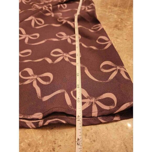 Banana Republic  ruffle one shoulder flare purple bow print dress size 8 - Picture 6 of 10